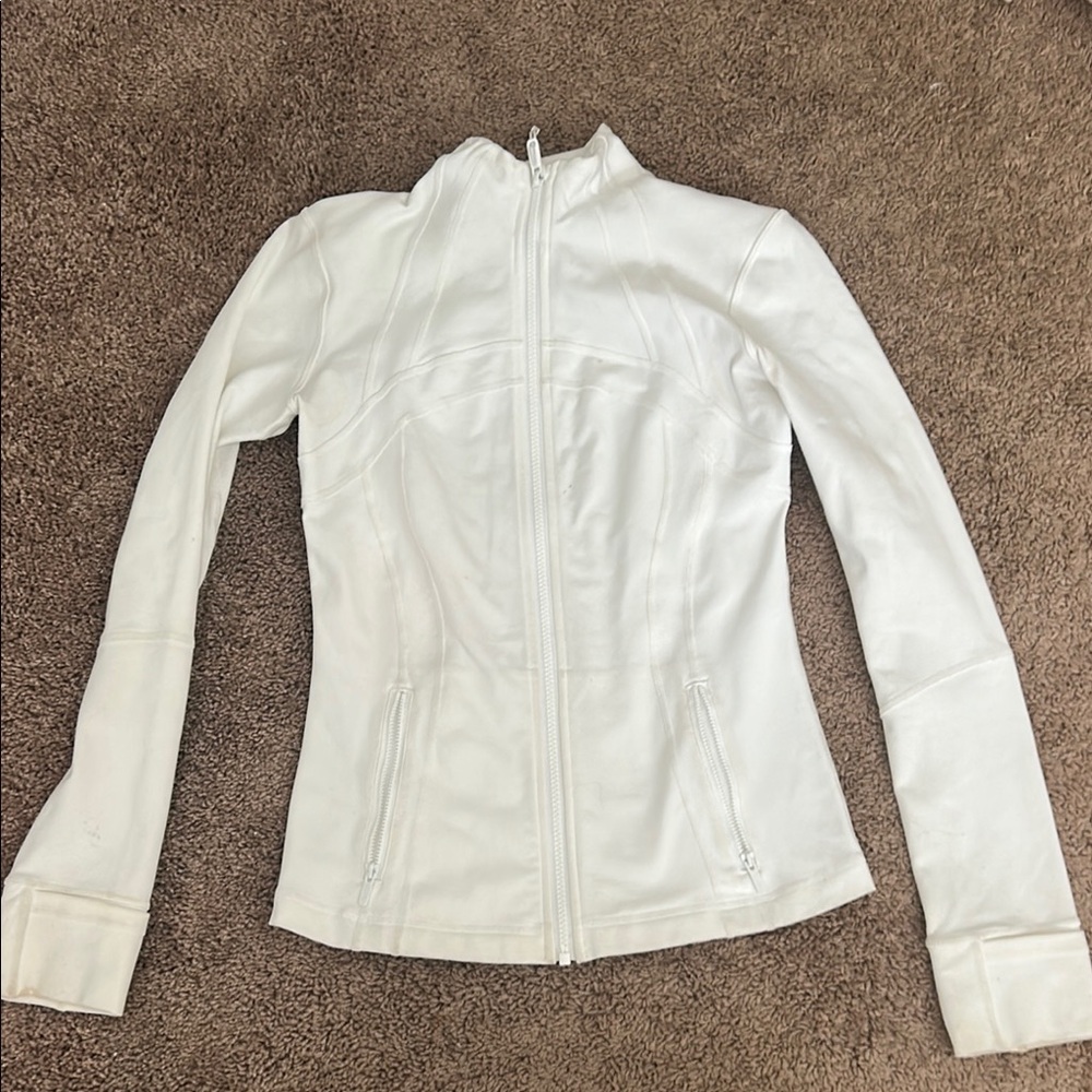 Lululemon White define Jacket with Mock Neck a few small stains on front